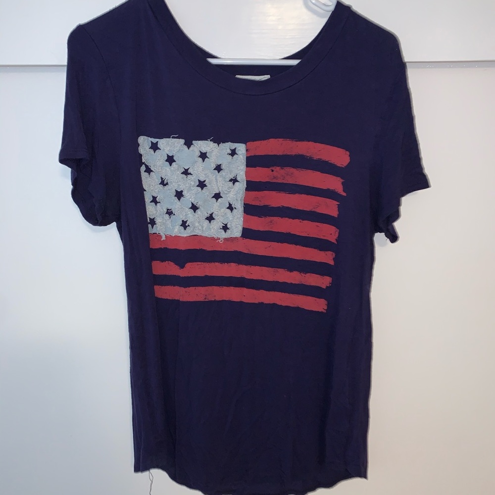 Tie dye shirt with caption and American flag shirt